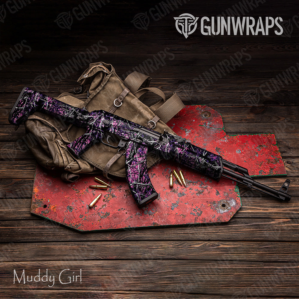 AK 47 Muddy Girl Camo Gun Skin Vinyl Wrap