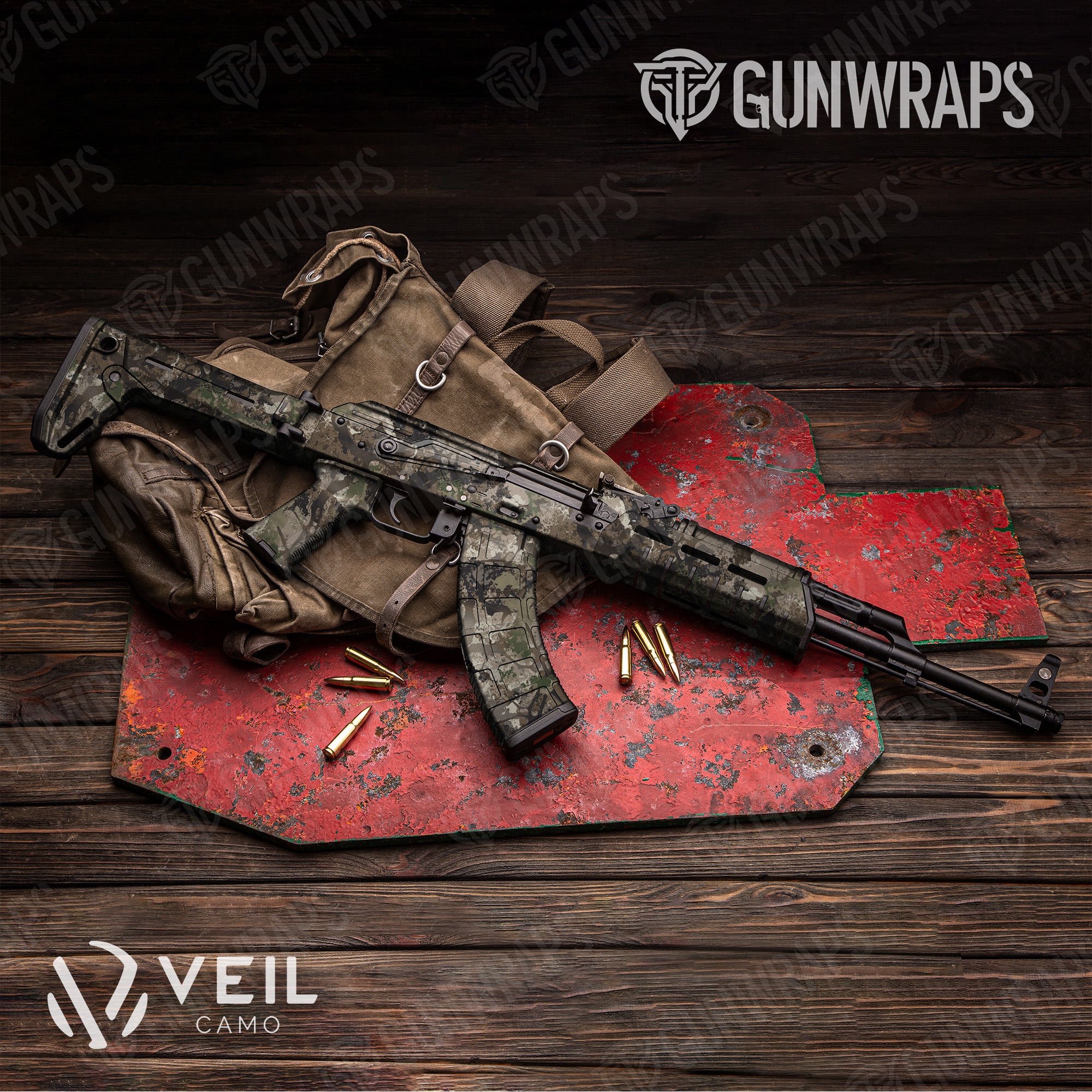 AK 47 Veil Stoke Flat Camo Gun Skin Vinyl Wrap