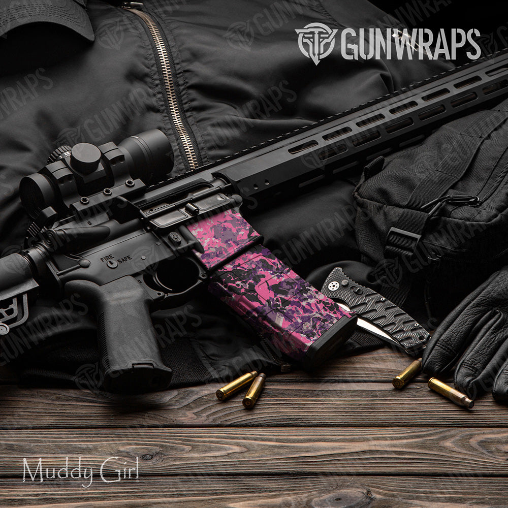 AR 15 Mag & Mag Well Muddy Girl Flat Camo Gun Skin Vinyl Wrap
