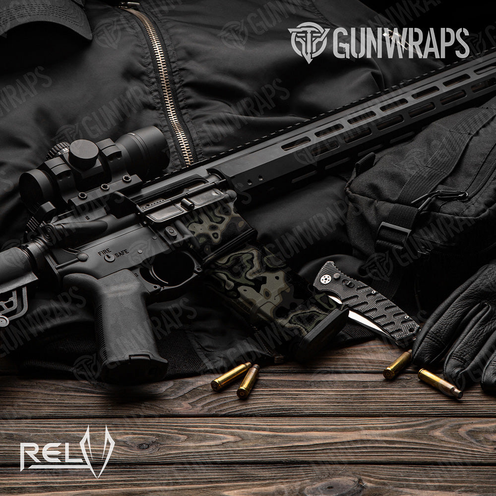 AR 15 Mag & Mag Well RELV X3 Marauder Camo Gun Skin Vinyl Wrap Film