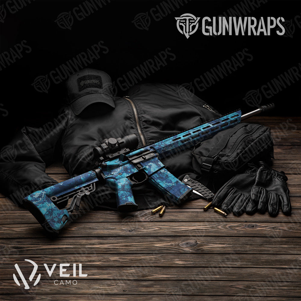 AR 15 Veil Stoke Aqua Camo Gun Skin Vinyl Wrap