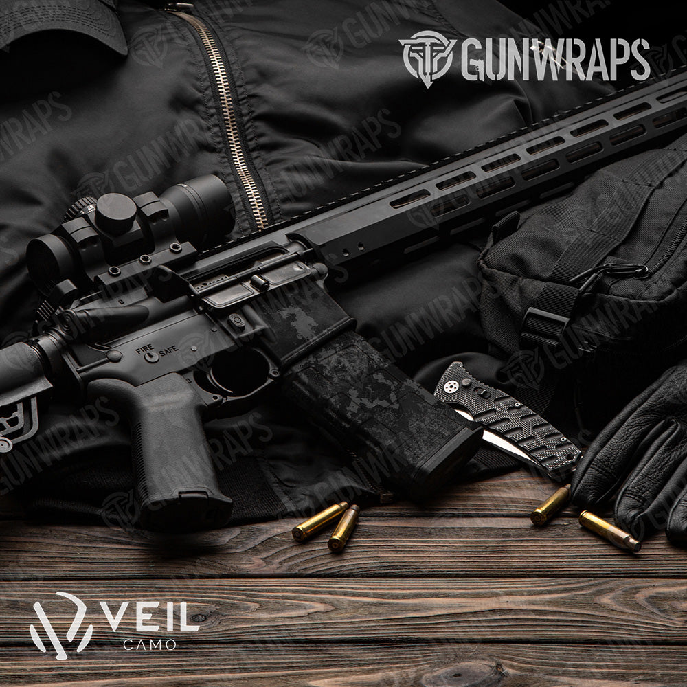 AR 15 Mag & Mag Well Veil Tac Black Camo Gun Skin Vinyl Wrap