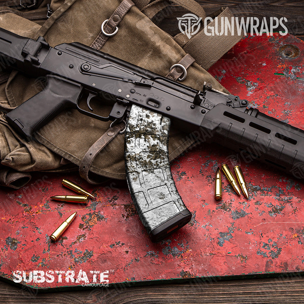 AK 47 Mag Substrate Snowfall Camo Gun Skin Vinyl Wrap Film