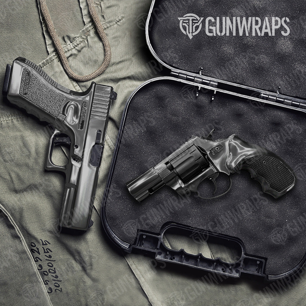 Pistol & Revolver Chrome Black Gun Skin Vinyl Wrap