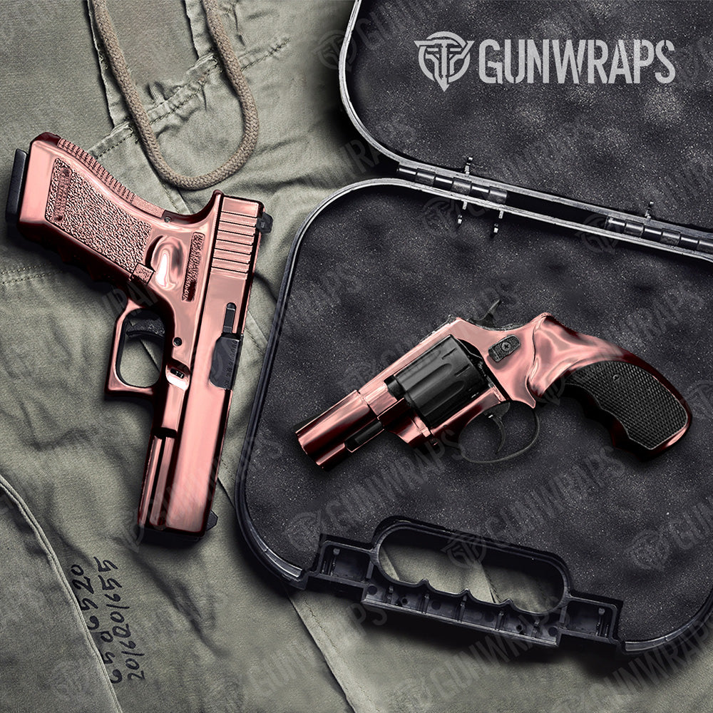 Pistol & Revolver Chrome Rose Gold Gun Skin Vinyl Wrap