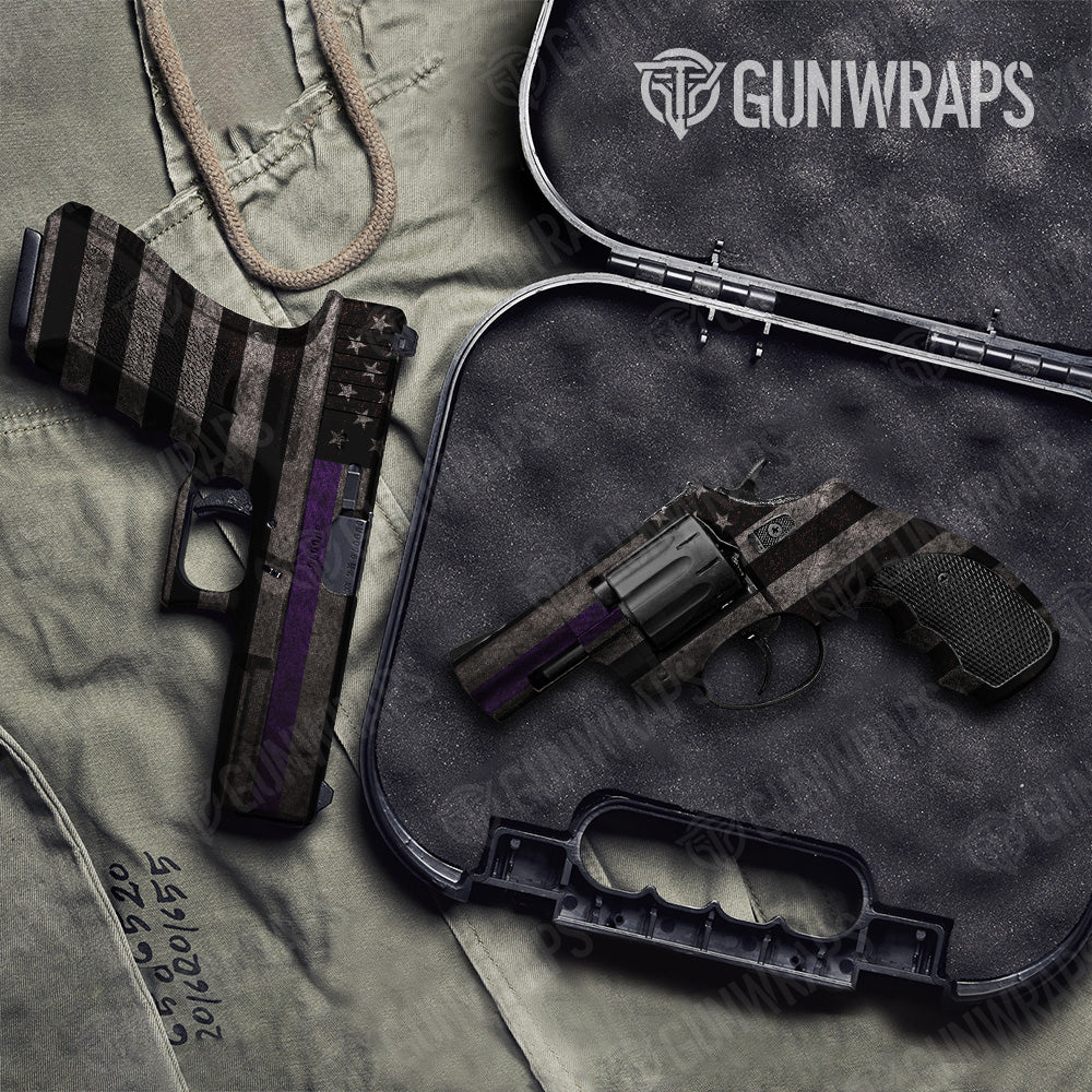 Purple American Patriotic Pistol & Revolver Gun Skin Vinyl Wrap