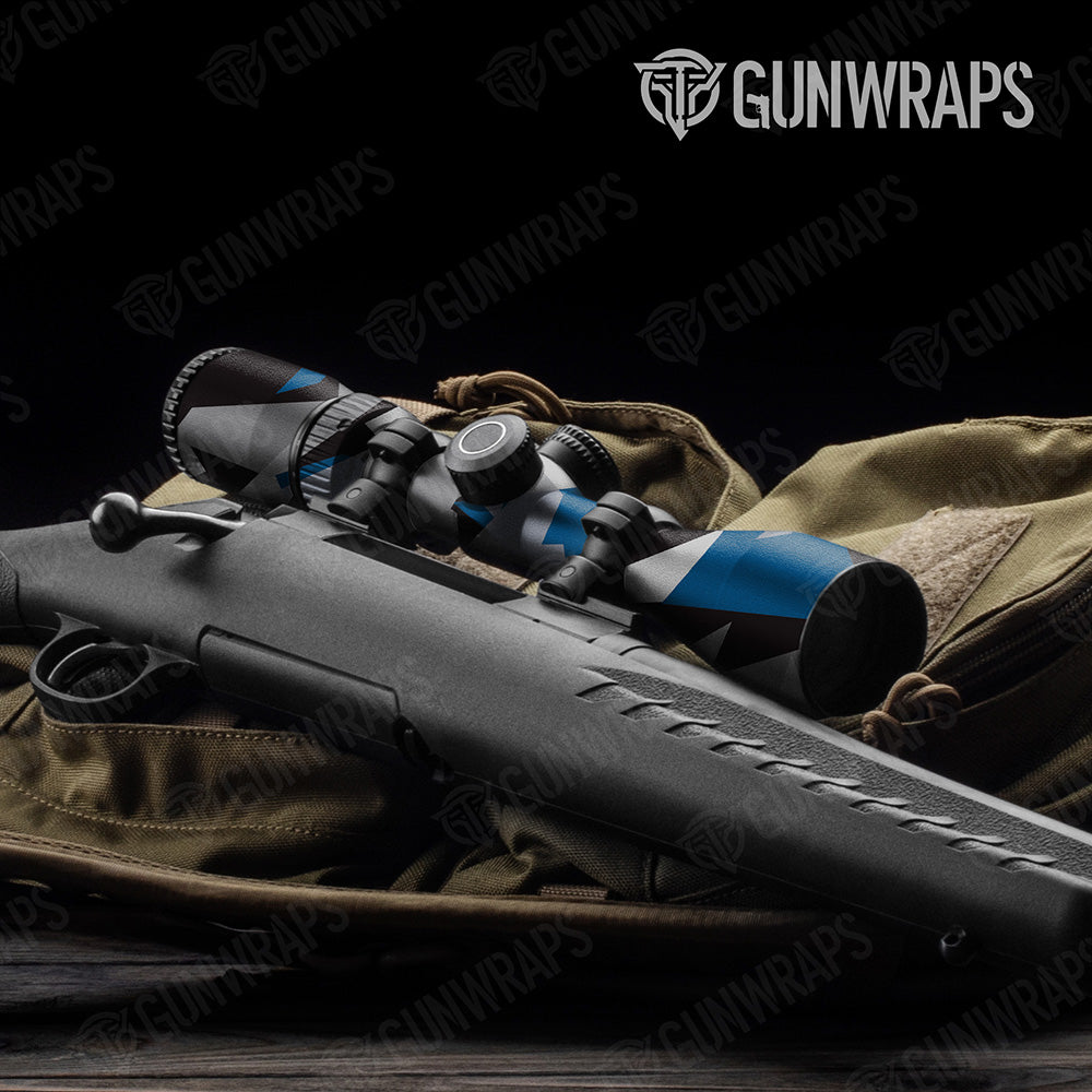 Shattered Blue Tiger Camo Scope Gear Skin Vinyl Wrap