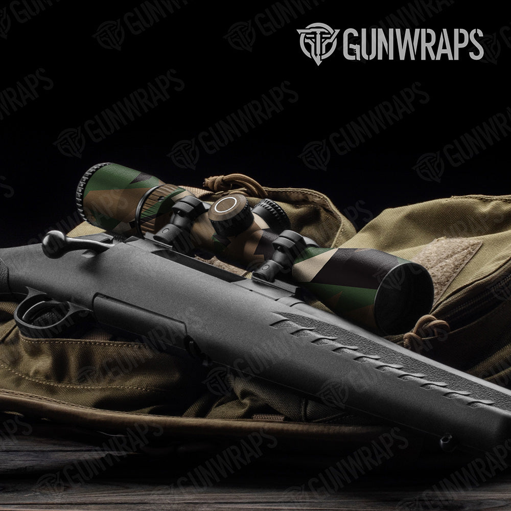 Shattered Woodland Camo Scope Gear Skin Vinyl Wrap