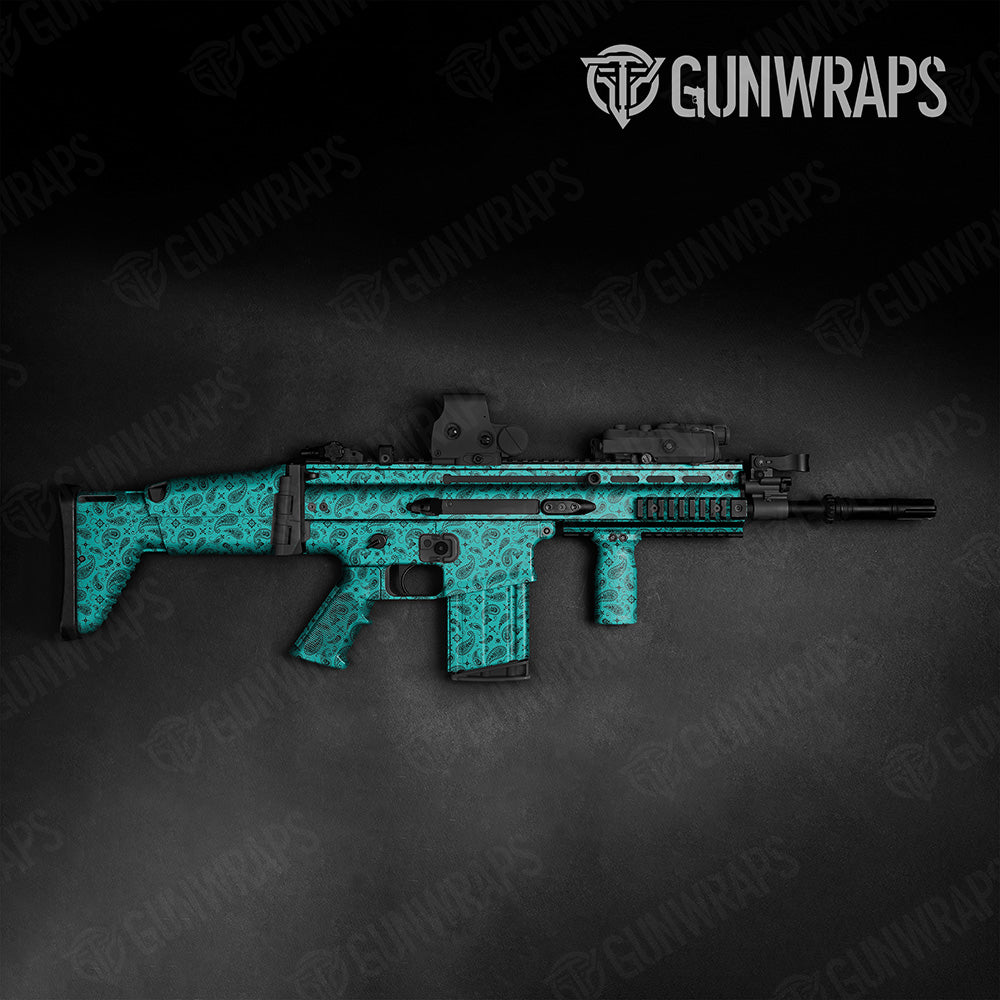 Bandana Tiffany Blue Black Tactical Gun Skin Vinyl Wrap