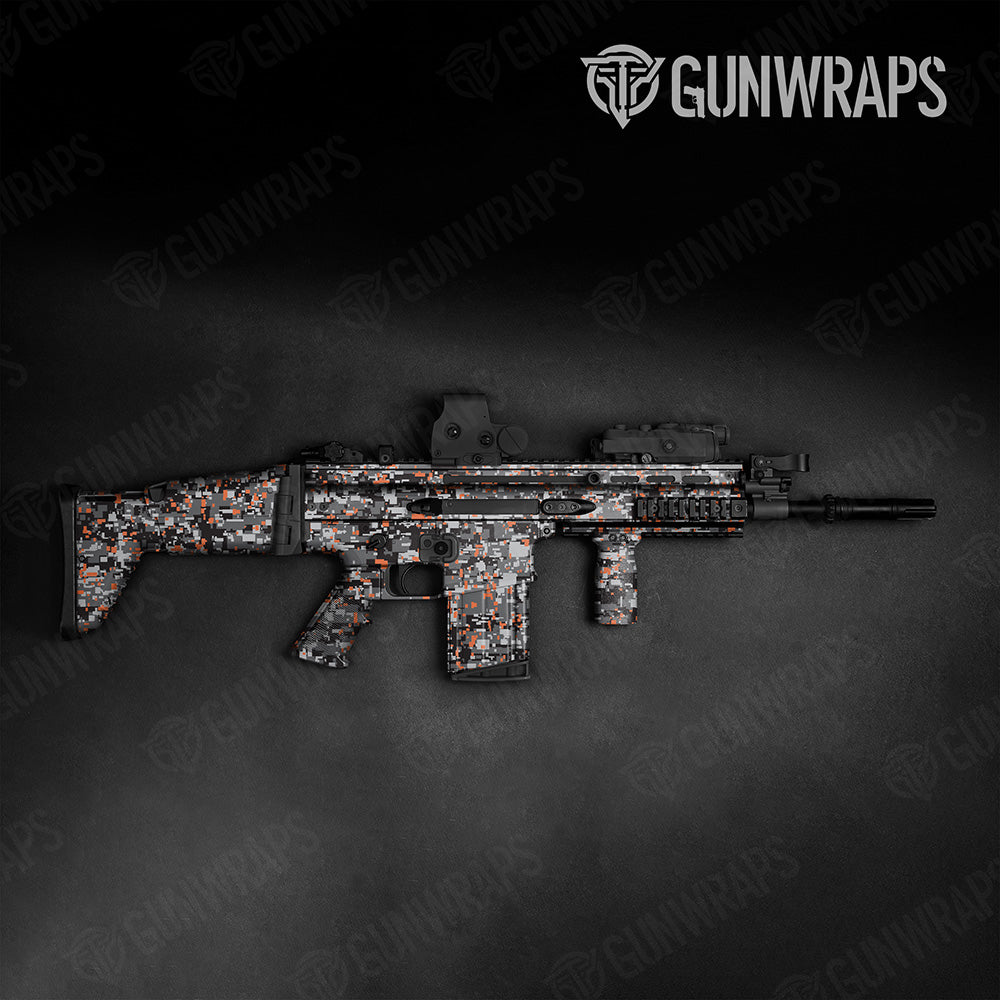 Digital Urban Orange Camo Tactical Gun Skin Vinyl Wrap