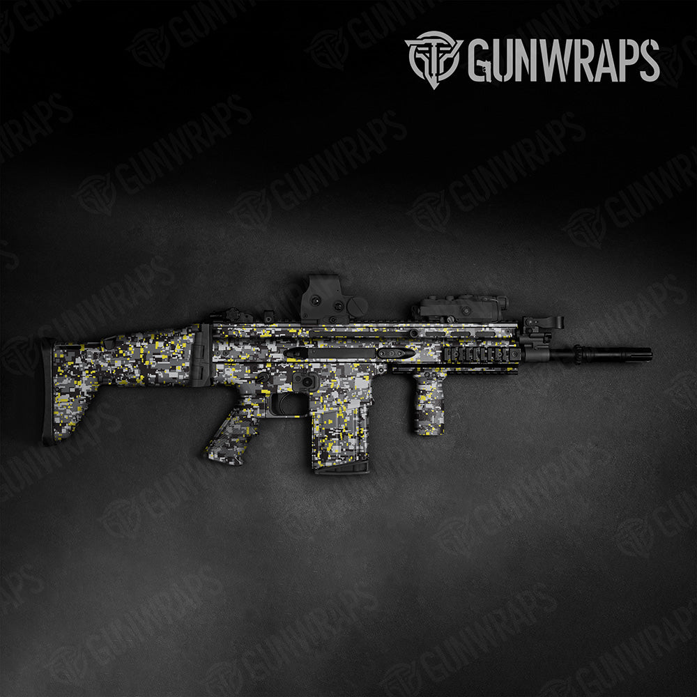 Digital Urban Yellow Camo Tactical Gun Skin Vinyl Wrap