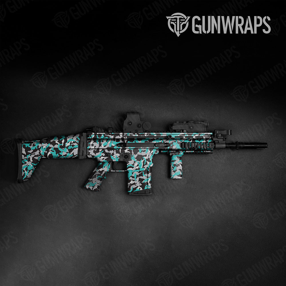 Erratic Tiffany Blue Tiger Camo Tactical Gun Skin Vinyl Wrap