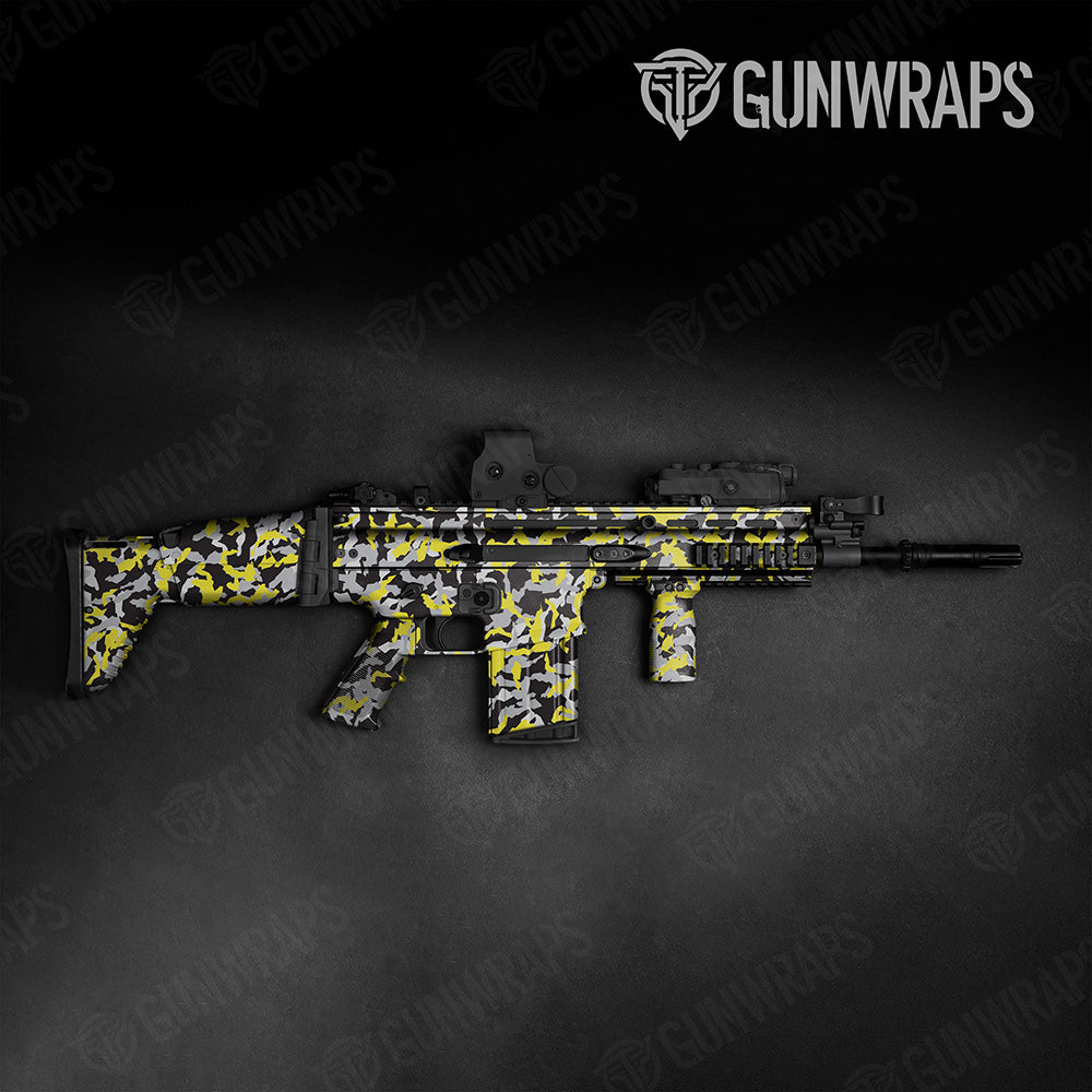 Erratic Yellow Tiger Camo Tactical Gun Skin Vinyl Wrap