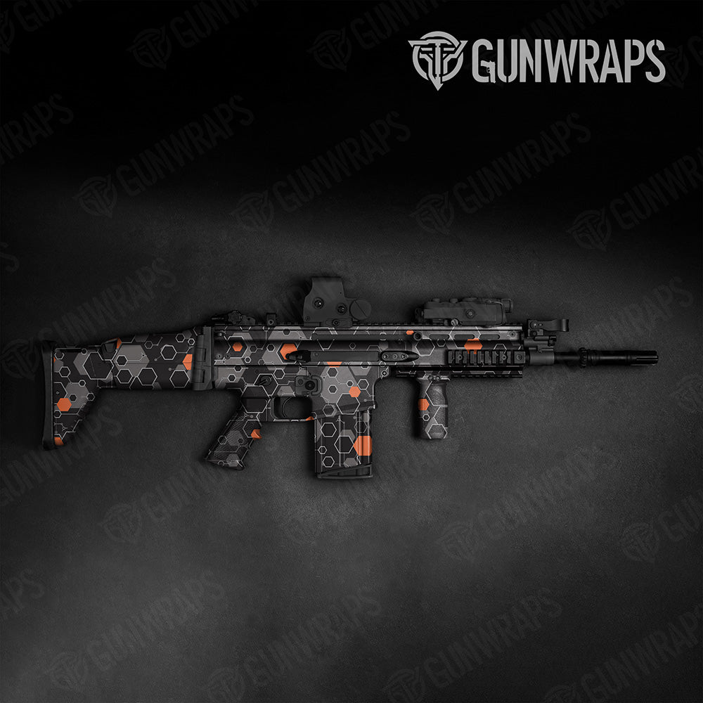 Hex DNA Orange Tactical Gun Skin Vinyl Wrap