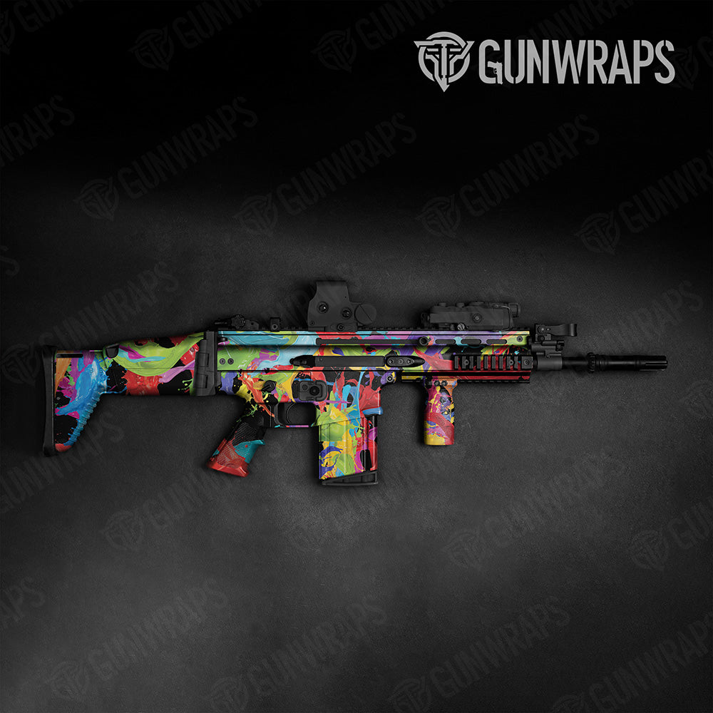 Paint Splatter Black Tactical Gun Skin Vinyl Wrap