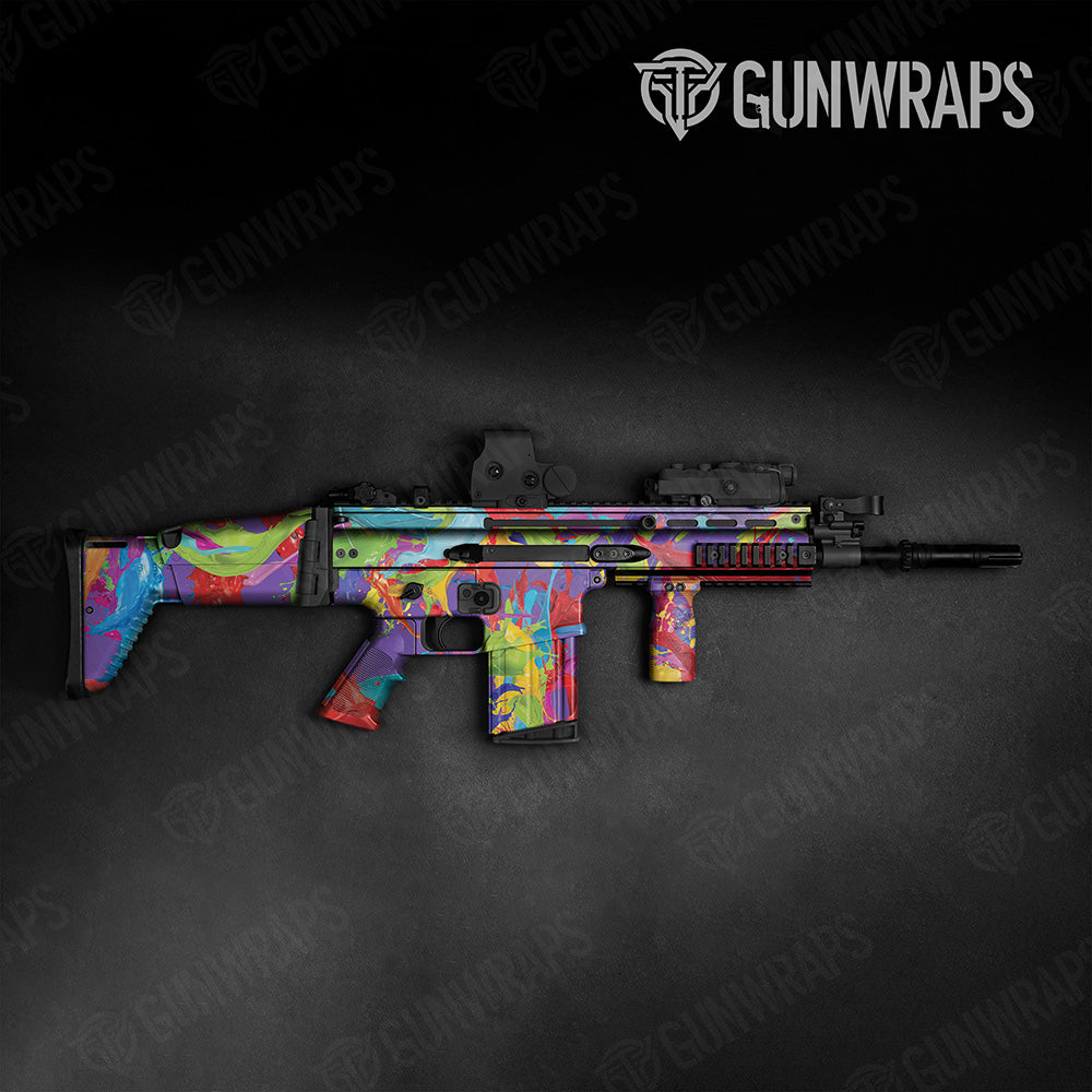 Paint Splatter Purple Tactical Gun Skin Vinyl Wrap