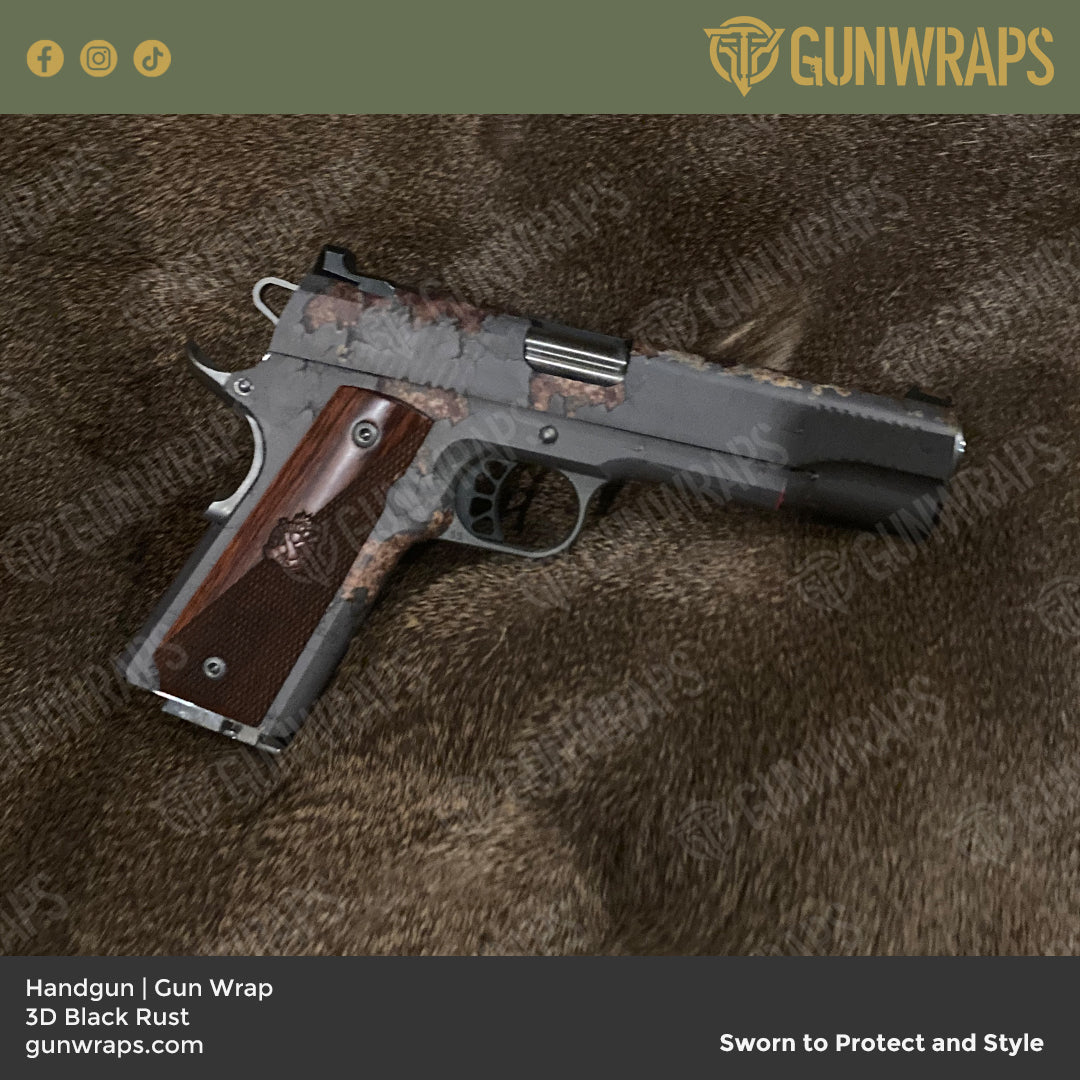 Pistol & Revolver Rust 3D Black Gun Skin Vinyl Wrap