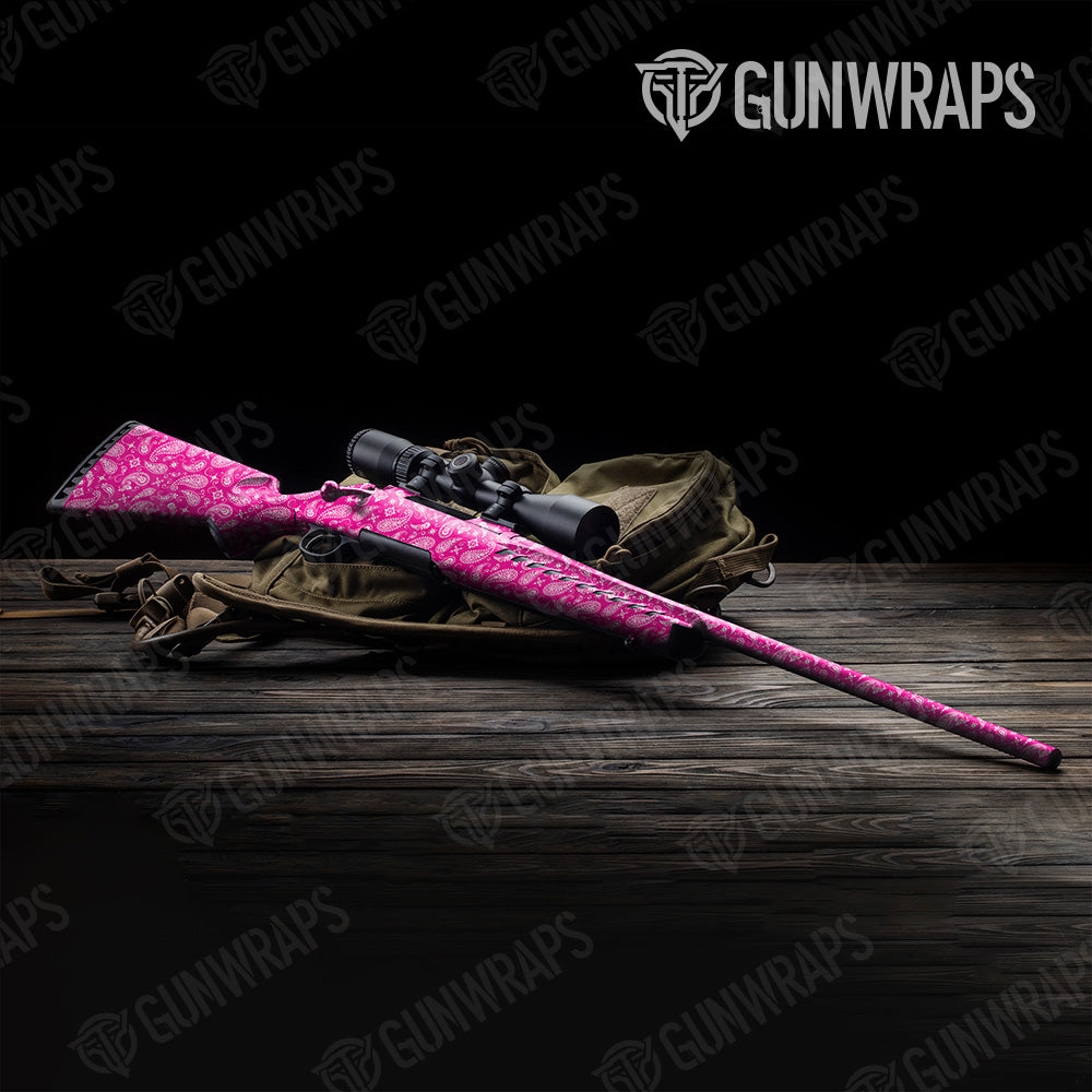 Bandana Magenta White Rifle Gun Skin Vinyl Wrap