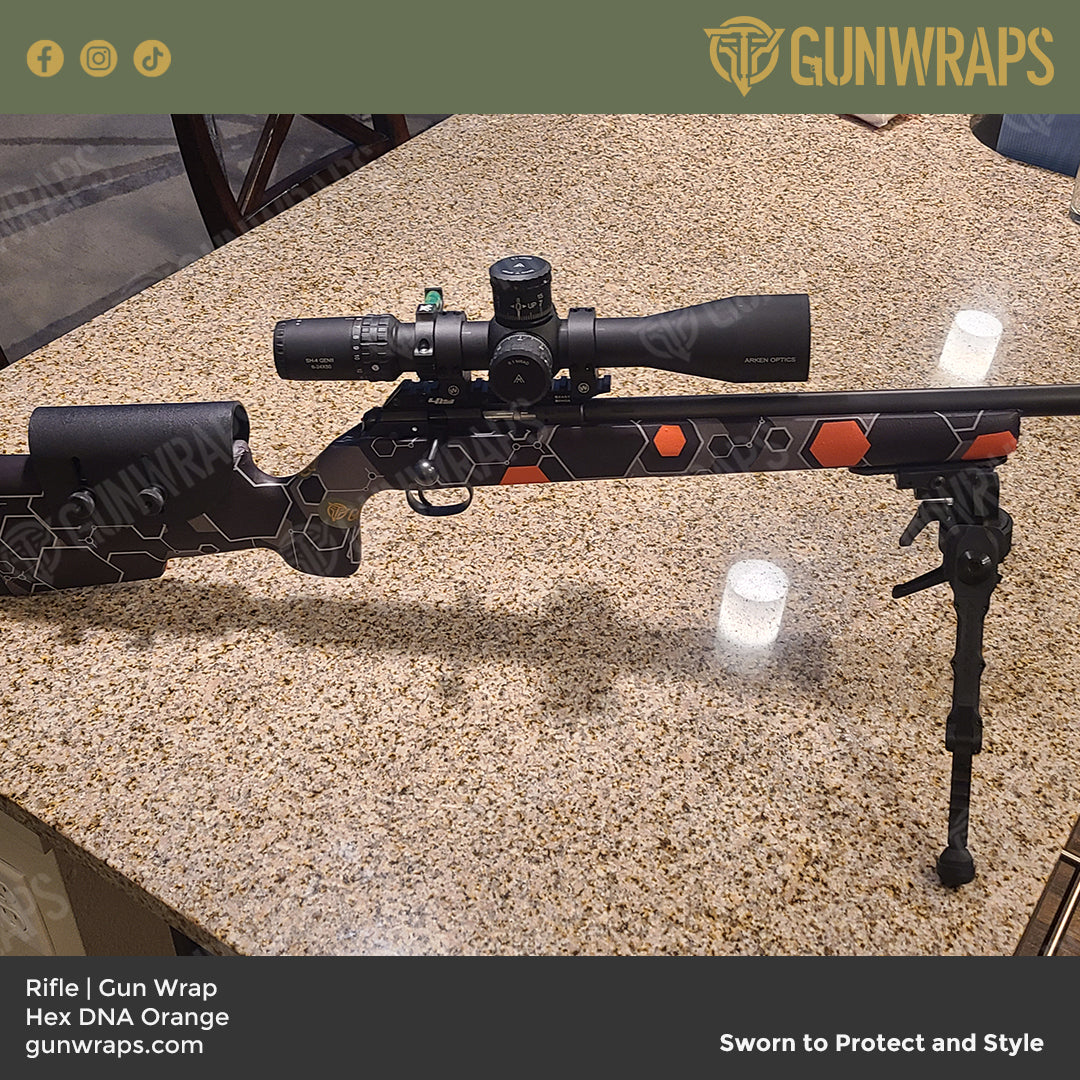 Rifle Hex DNA Orange Gun Skin Vinyl Wrap