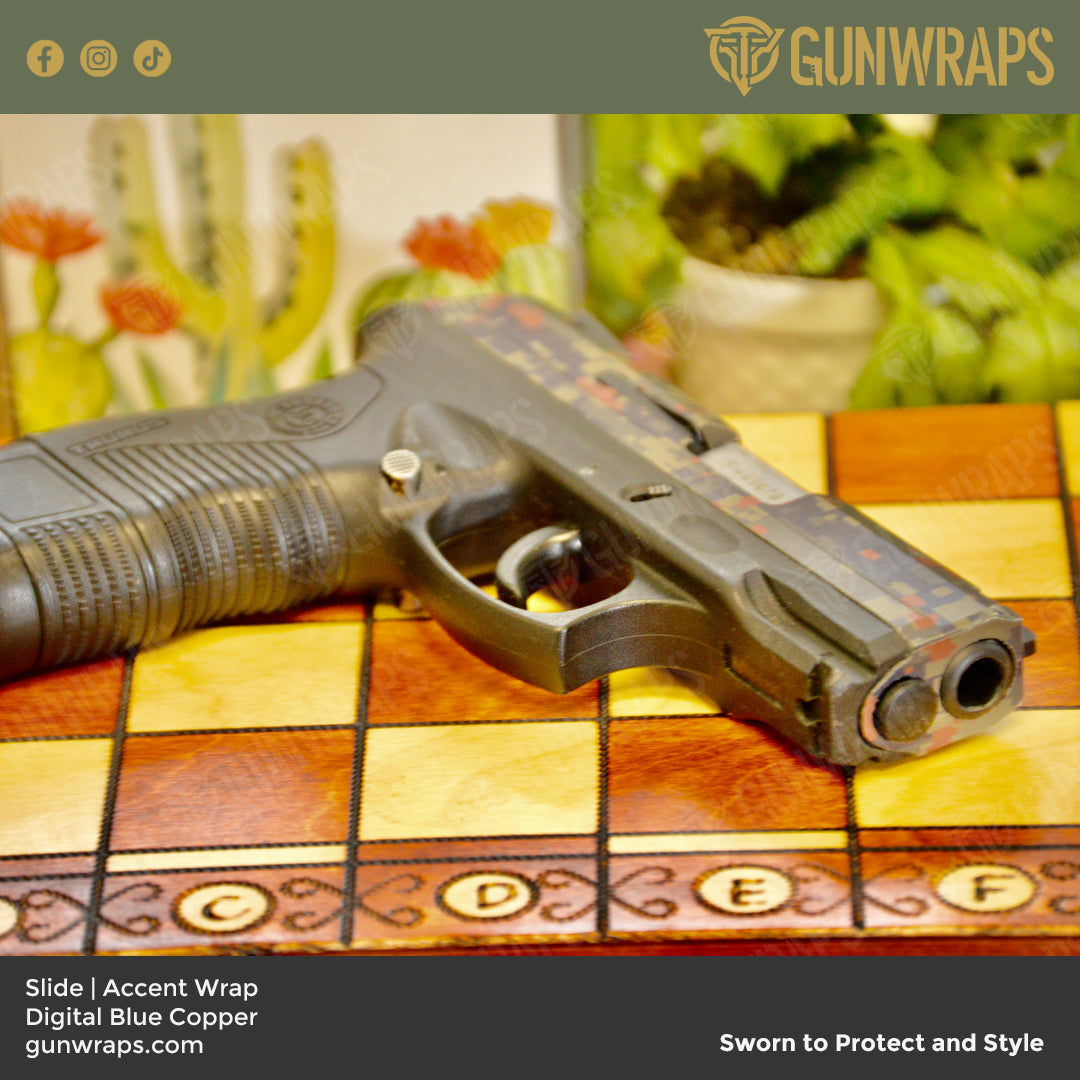 Pistol Slide Digital Blue Copper Camo Gun Skin Vinyl Wrap