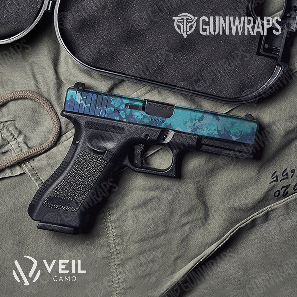 Pistol Slide Veil Stoke Aqua Camo Gun Skin Vinyl Wrap