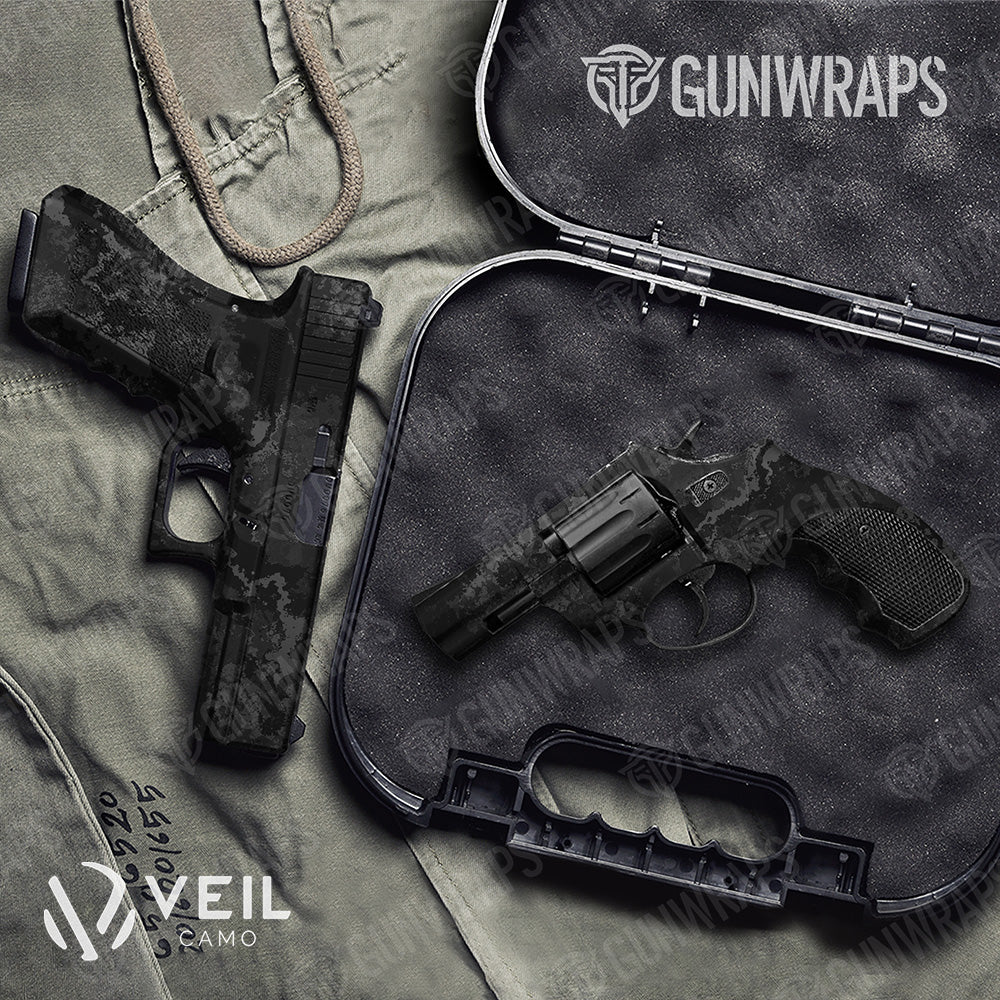 Pistol & Revolver Veil Tac Black Camo Gun Skin Vinyl Wrap