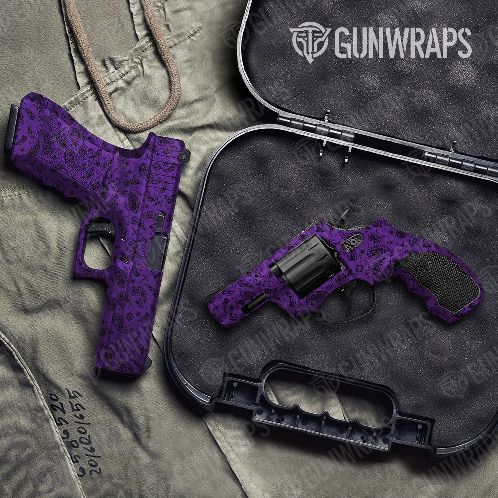 Bandana Purple Black Pistol & Revolver Gun Skin Vinyl Wrap