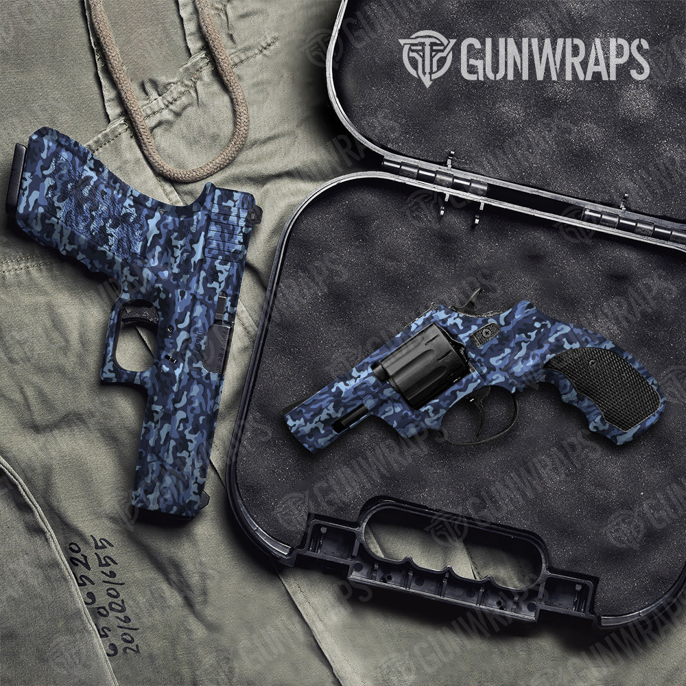 Classic Blue Urban Night Camo Pistol & Revolver Gun Skin Vinyl Wrap