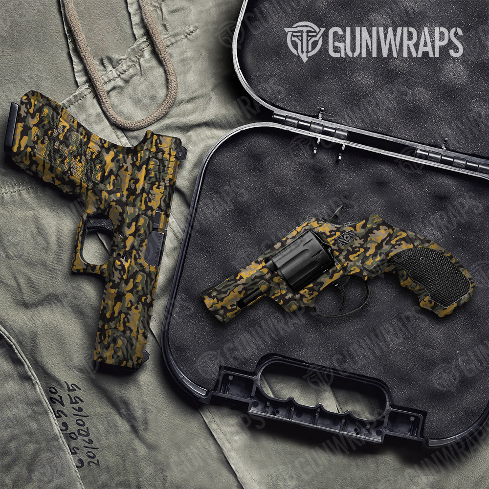 Classic Militant Yellow Camo Pistol & Revolver Gun Skin Vinyl Wrap