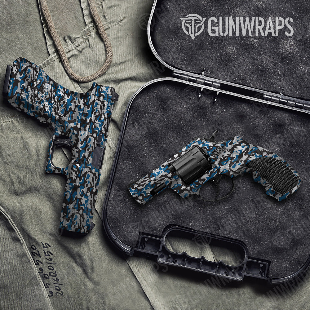 Classic Blue Tiger Camo Pistol & Revolver Gun Skin Vinyl Wrap