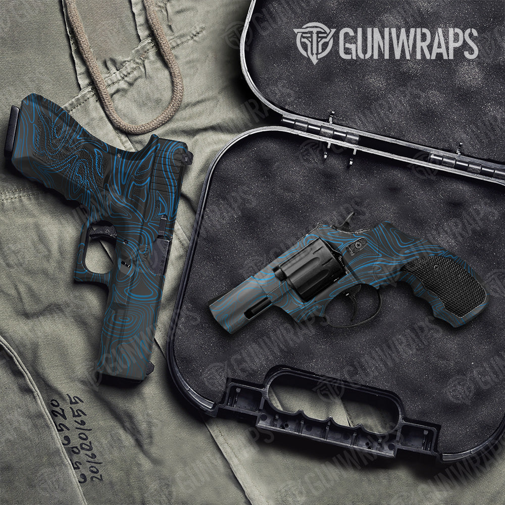 Damascus Blue Pistol & Revolver Gun Skin Vinyl Wrap