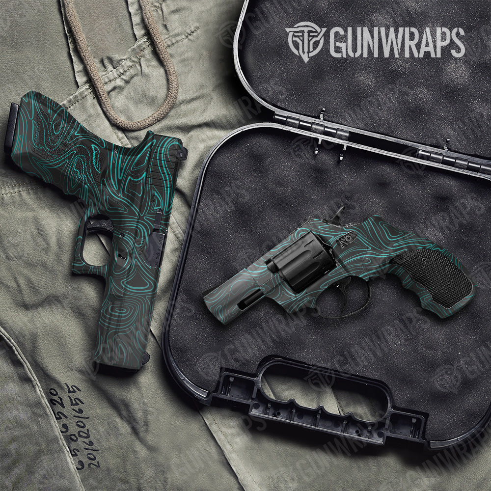 Damascus Tiffany Blue Pistol & Revolver Gun Skin Vinyl Wrap