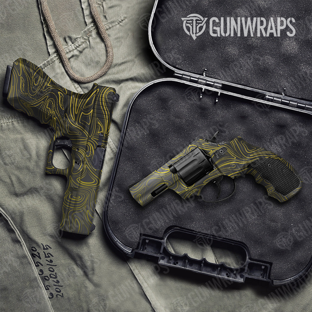 Damascus Yellow Pistol & Revolver Gun Skin Vinyl Wrap