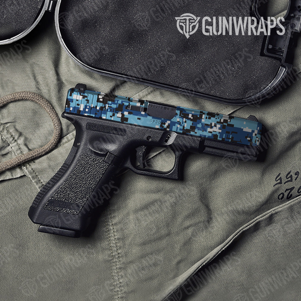 Digital Baby Blue Camo Pistol Slide Gun Skin Vinyl Wrap