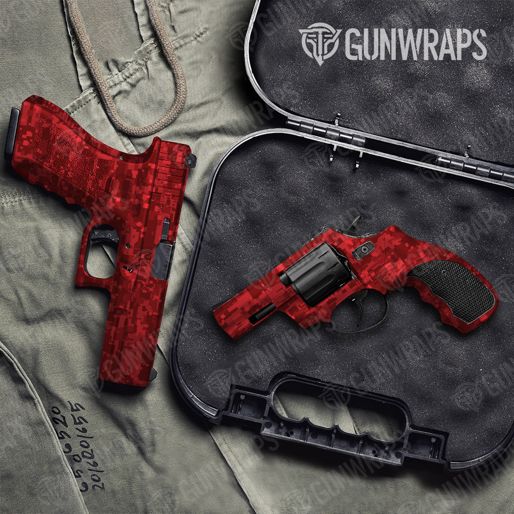 Digital Elite Red Camo Pistol & Revolver Gun Skin Vinyl Wrap