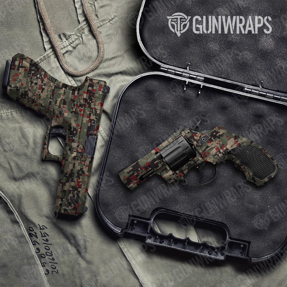 Digital Militant Red Camo Pistol & Revolver Gun Skin Vinyl Wrap