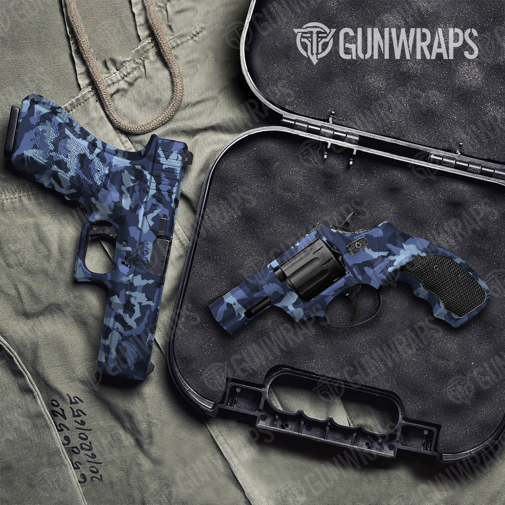 Erratic Blue Urban Night Camo Pistol & Revolver Gun Skin Vinyl Wrap