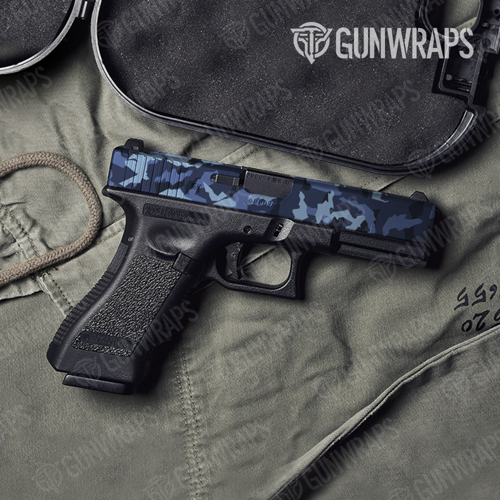Erratic Blue Urban Night Camo Pistol Slide Gun Skin Vinyl Wrap