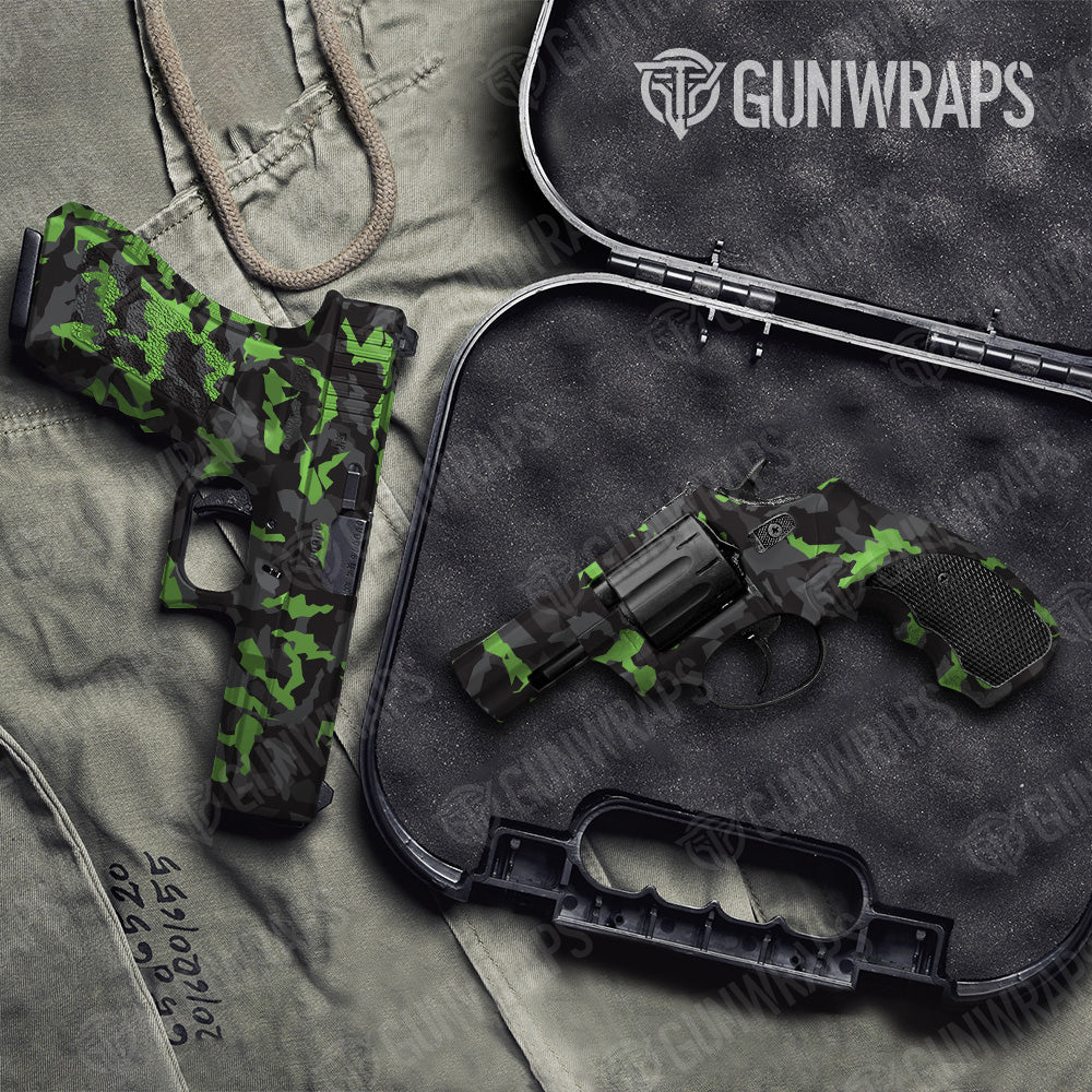 Erratic Metro Green Camo Pistol & Revolver Gun Skin Vinyl Wrap