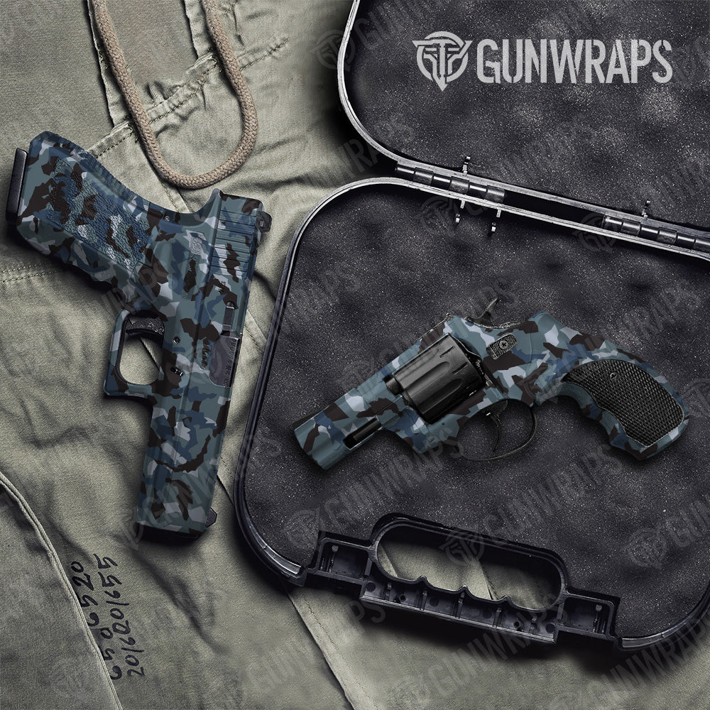 Erratic Navy Camo Pistol & Revolver Gun Skin Vinyl Wrap