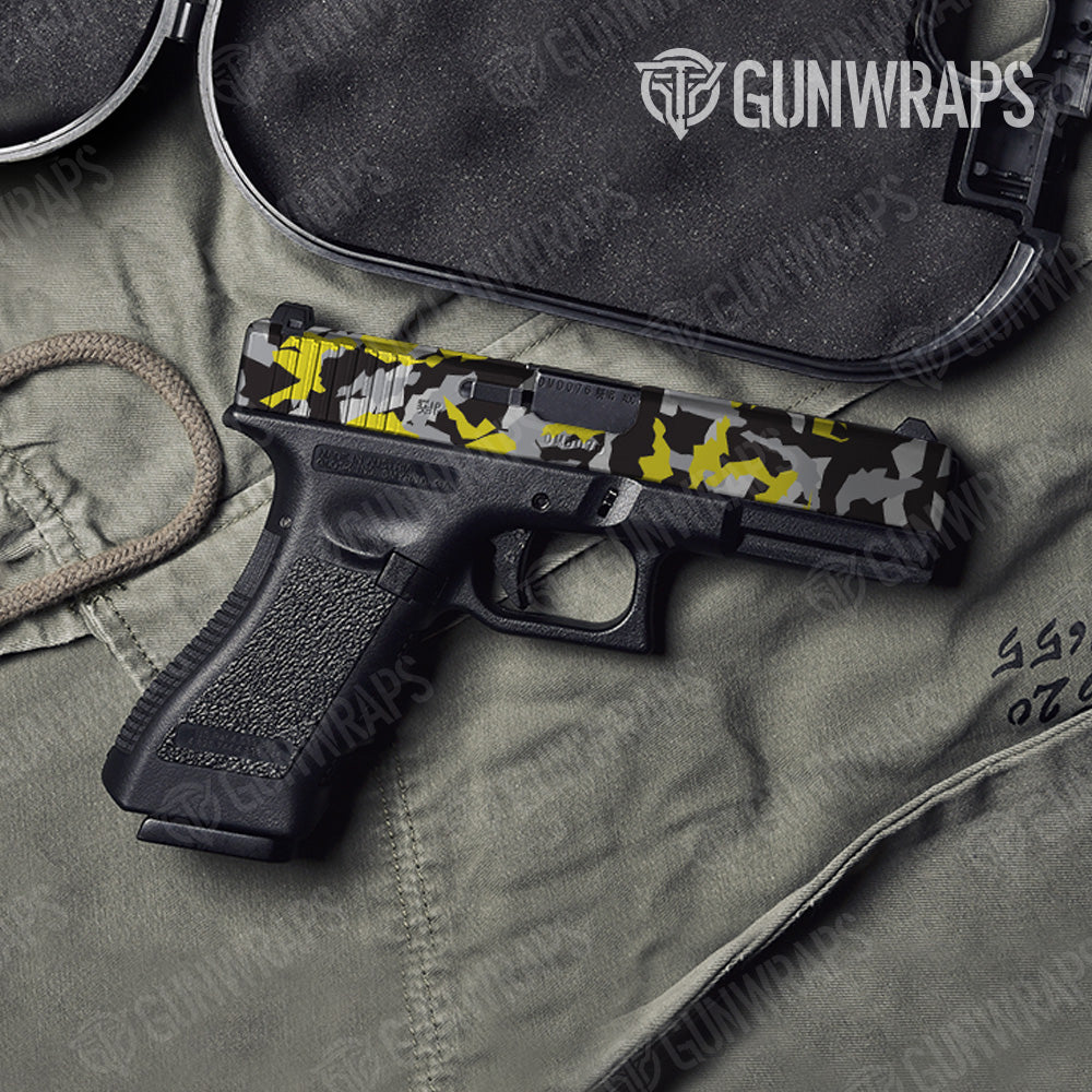 Erratic Yellow Tiger Camo Pistol Slide Gun Skin Vinyl Wrap