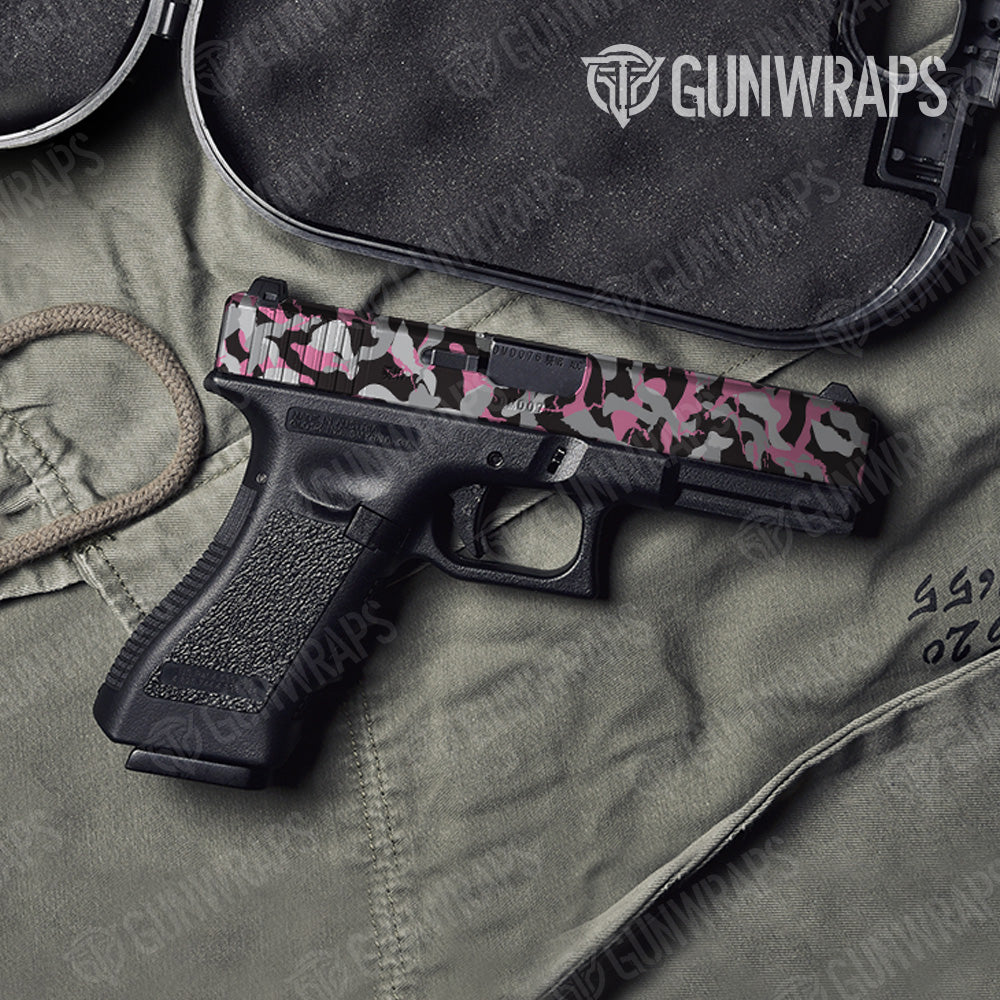 Ragged Pink Tiger Camo Pistol Slide Gun Skin Vinyl Wrap