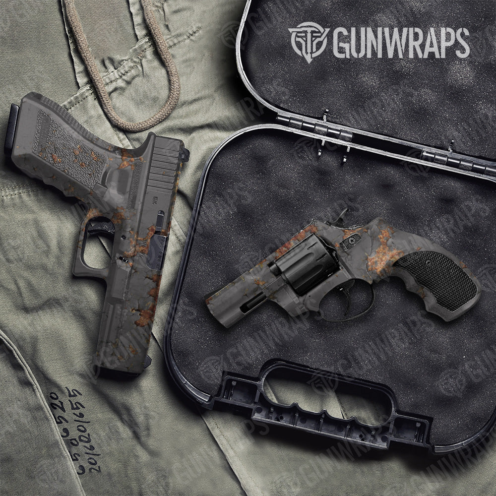 Rust 3D Grey Pistol & Revolver Gun Skin Vinyl Wrap