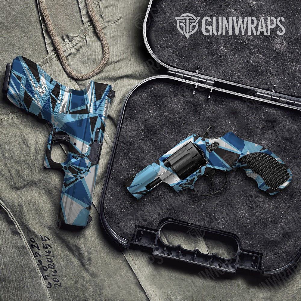 Sharp Baby Blue Camo Pistol & Revolver Gun Skin Vinyl Wrap