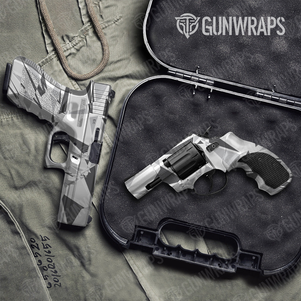Sharp Snow Camo Pistol & Revolver Gun Skin Vinyl Wrap