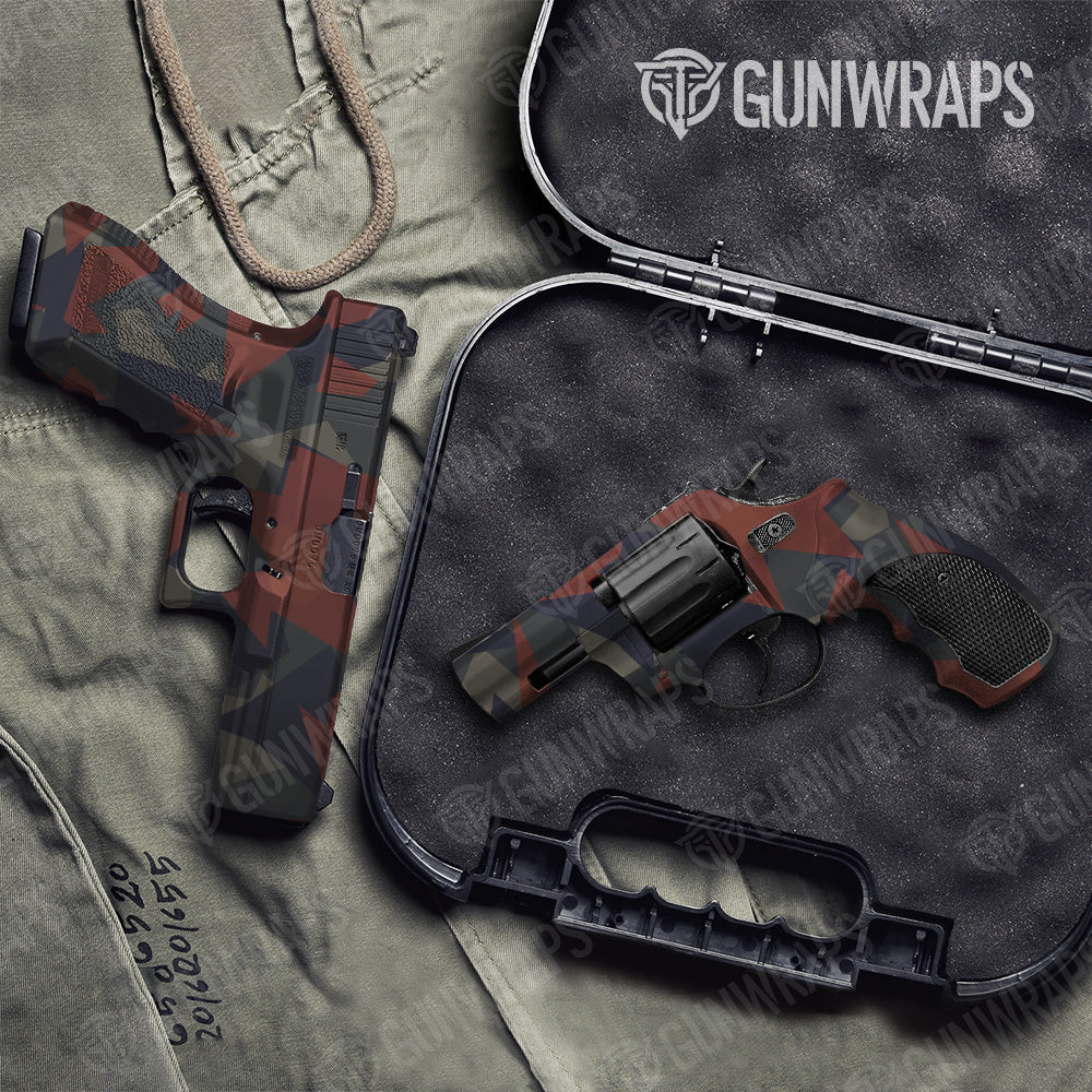 Shattered Blue Copper Camo Pistol & Revolver Gun Skin Vinyl Wrap