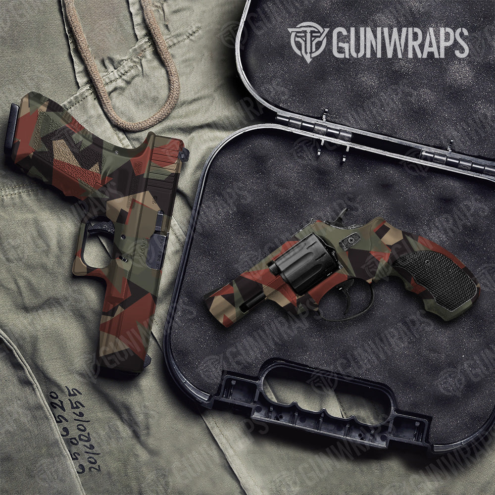 Shattered Militant Copper Camo Pistol & Revolver Gun Skin Vinyl Wrap