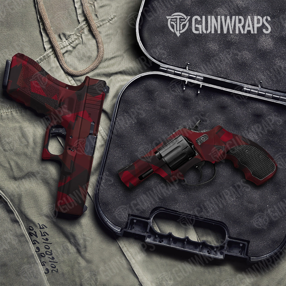 Shattered Vampire Red Camo Pistol & Revolver Gun Skin Vinyl Wrap