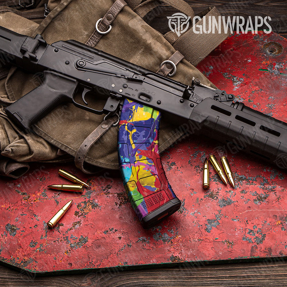 Paint Splatter Blue Gun Skin Vinyl Wrap