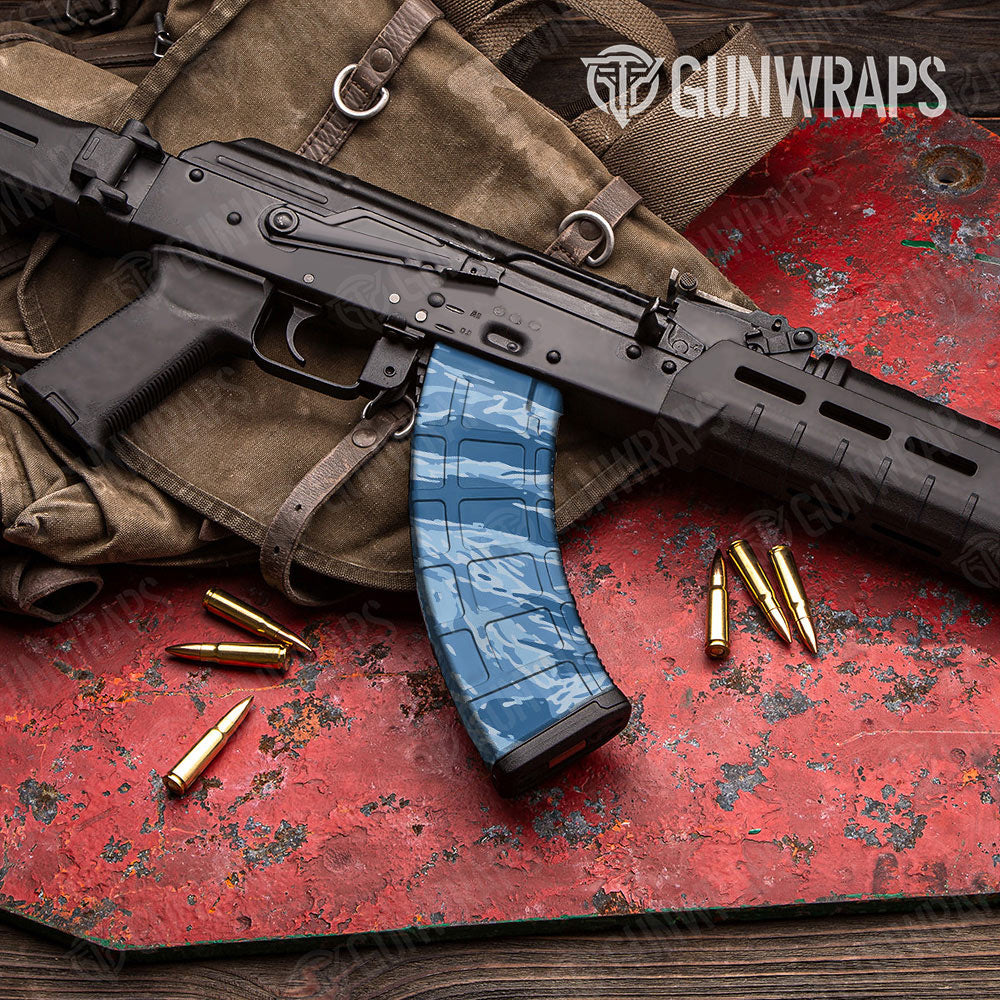 Vietnam Tiger Stripe Cool Blue Gun Skin Vinyl Wrap